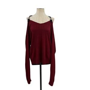 Furst of a Kind Sweater Cold Shoulder Harness‎ Buckle Red One Size